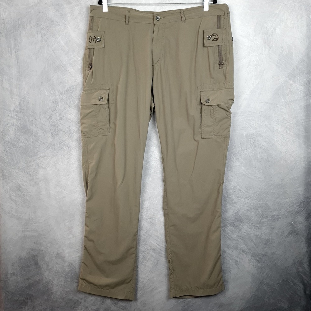 Clothing Arts P^cubed Pants Mens 38x32 Beige Pick-Pocket Proof Travel Cargo